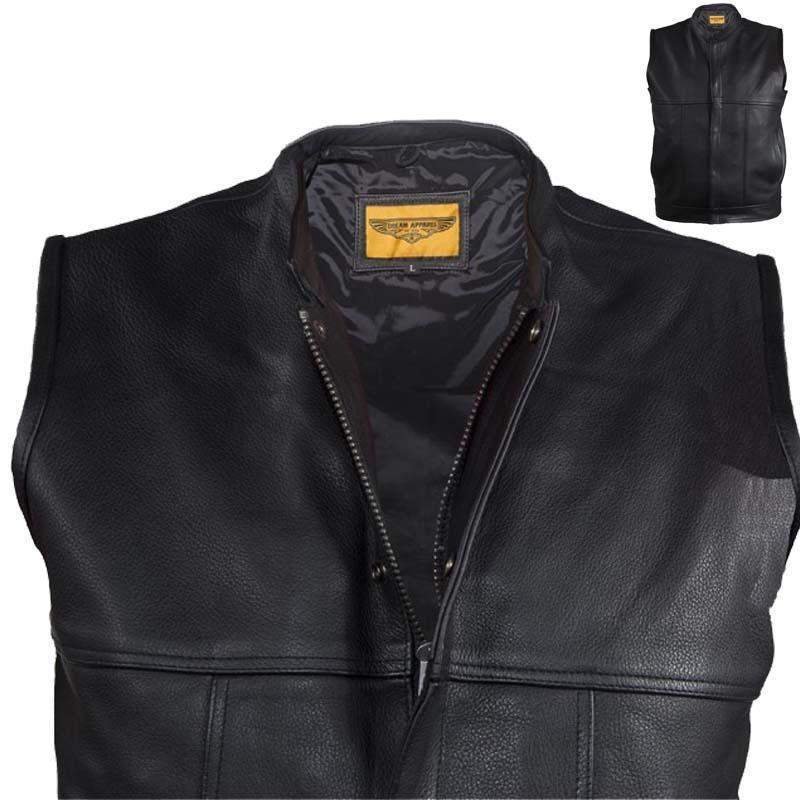 Leather Motorcycle Vest - Men's - Zipper Front - MV8017-ZIP-11-DL - Image 5