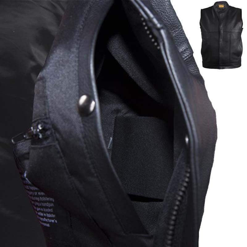 Leather Motorcycle Vest - Men's - Zipper Front - MV8017-ZIP-11-DL - Image 7