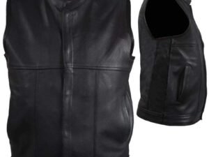 Leather Motorcycle Vest - Men's - Zipper Front - MV8017-ZIP-11-DL