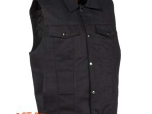 Denim Vest - Men's - Black - Snap Front - Up To 6X - Motorcycle Club - MV8020-BD-DL