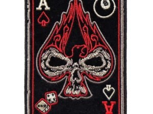 Vest Patches - You Get Two - Ace of Spades - Skull Flame Design - P4259-DS