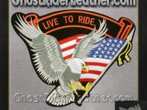 Silver Eagle with USA Flag and Live To Ride Banner Patch / SKU GRL-PAT-A10-DL