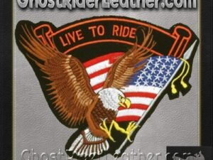 Eagle with USA Flag and Live To Ride Banner Patch / SKU GRL-PAT-B108-DL