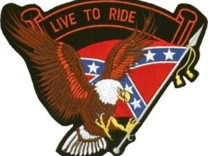 Eagle with Rebel Flag and Live To Ride Banner Patch - SKU GRL-PAT-B109-DL