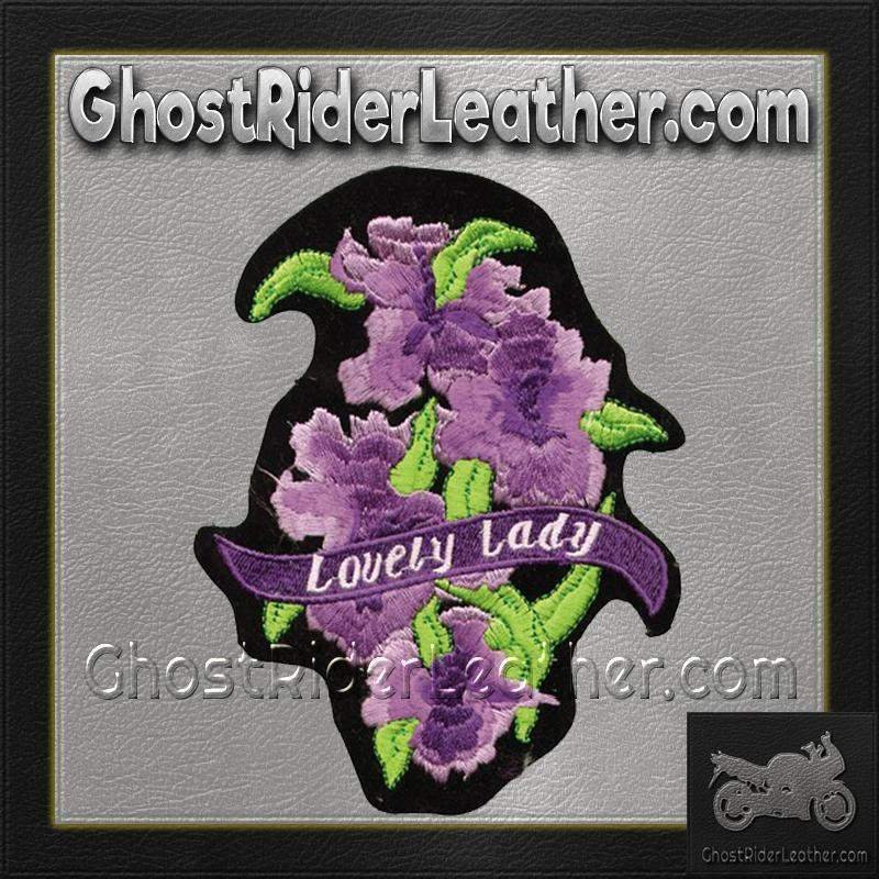 Vest Patch - Women's - Ladies - Lovely Lady Rider - Purple Flowers - PAT-C208-DL - Image 2
