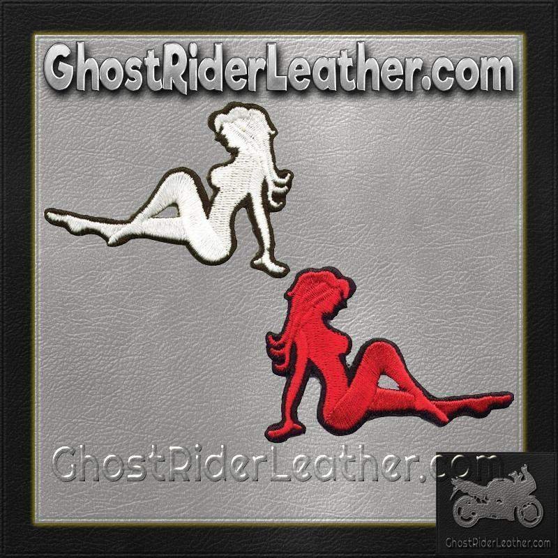 Vest Patches - Two Sexy Mudflap Girl Patches in Red and White - PAT-D525-D524-DL - Image 3