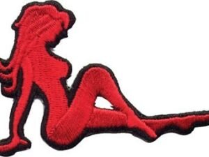 Vest Patches - Two Sexy Mudflap Girl Patches in Red and White - PAT-D525-D524-DL