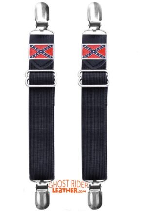 Pair of Biker Boot Clips - Rebel Flag - Confederate - Motorcycle - PK8-DL