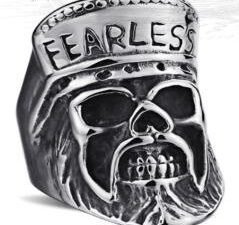 Fearless Skull Biker Ring - Stainless Steel - Biker Jewelry - Biker Ring - R110-DS