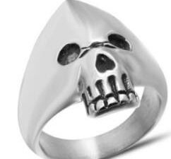 Hooded Skull Biker Ring - Stainless Steel - Biker Jewelry - Biker Ring - R130-DS