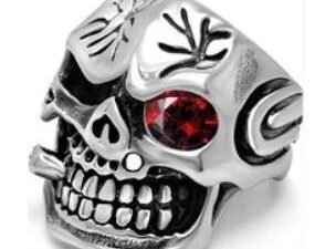 Observe Skull Biker Ring - Stainless Steel - Biker Jewelry - Biker Ring - R134-DS