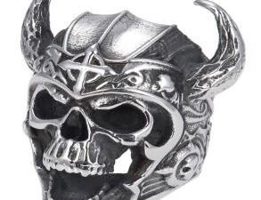 Warrior Skull Biker Ring - Stainless Steel - Biker Jewelry - Biker Ring - R144-DS