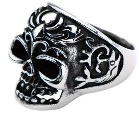 Fish Tail Skull Biker Ring - Stainless Steel - Biker Jewelry - Biker Ring - R145-DS