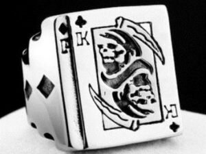 King Of Clubs Skull Biker Ring - Stainless Steel - Biker Jewelry - Biker Ring - R157-DS