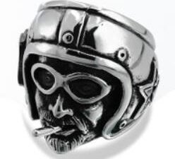 Ride Pilot Biker Ring - Stainless Steel - Biker Jewelry - Biker Ring - R162-DS