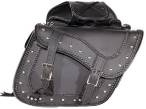 Saddlebags - PVC - Braid and Studs - Zip Off - SD1485-PV-DL