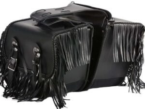 Saddlebags - PVC - Fringe - Braid - Conchos - Motorcycle - Lock - SD4038-PV-DL