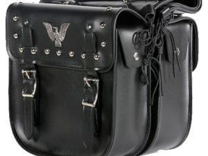 Saddlebags - PVC - Studs and Eagle - Lock - Motorcycle - SD4071-PV-DL