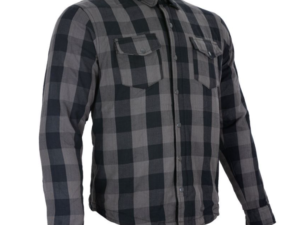 Flannel Motorcycle Shirt - Men's - Armor - Up To Size 5XL - Gray Black Plaid - SHR12-CC-DL