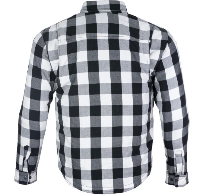 Flannel Motorcycle Shirt - Men's - Armor - Up To Size 5XL - White Black Plaid - SHR13-CC-DL - Image 7