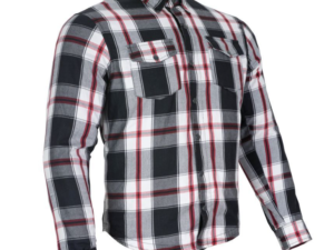 Flannel Motorcycle Shirt - Men's - Armor - Up To Size 5XL - Red White Black Plaid - SHR14-CC-DL