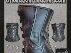 Leather Corset - 6 Buckle Zip Front - Back Laces - VC1317-VL