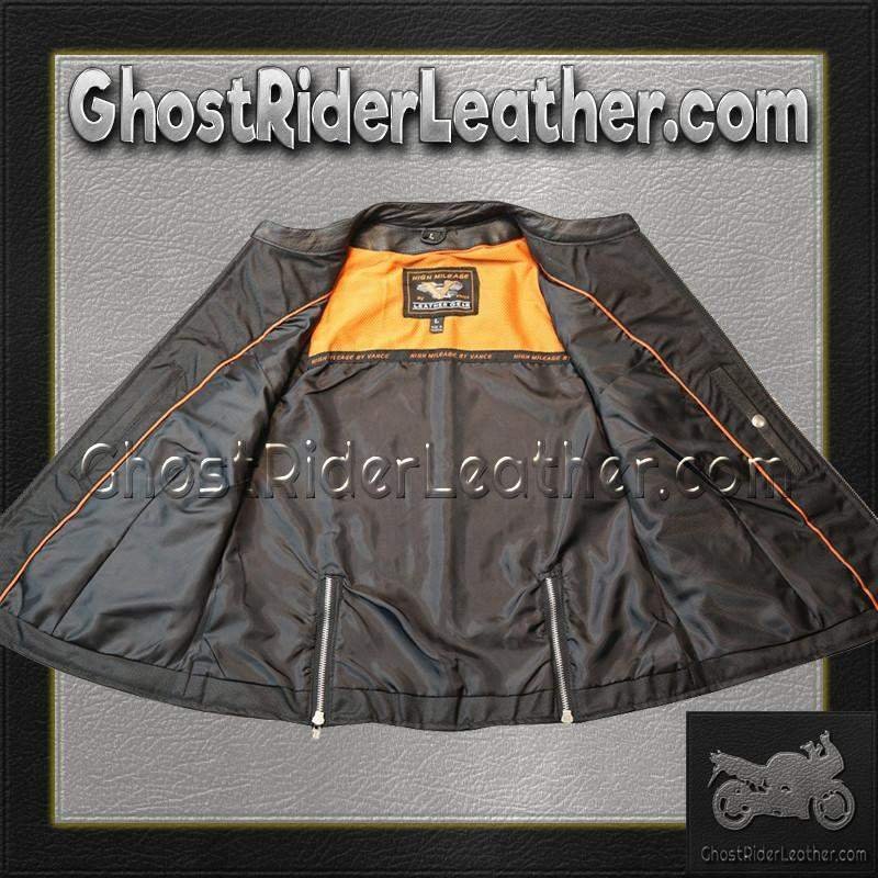 Leather Motorcycle Vest - Women's - Zipper - VL1028-VL - Image 3