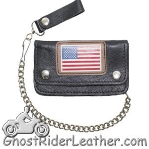 Leather Chain Wallet - USA Flag - Heavy Duty - WALLET9-11-HD-DL