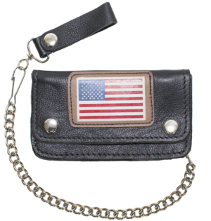 American flag leather chain wallet.
