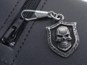 Zipper Pull - Skull Pendant - Distressed Pewter - Biker Accessories - Z-SKXL-DS