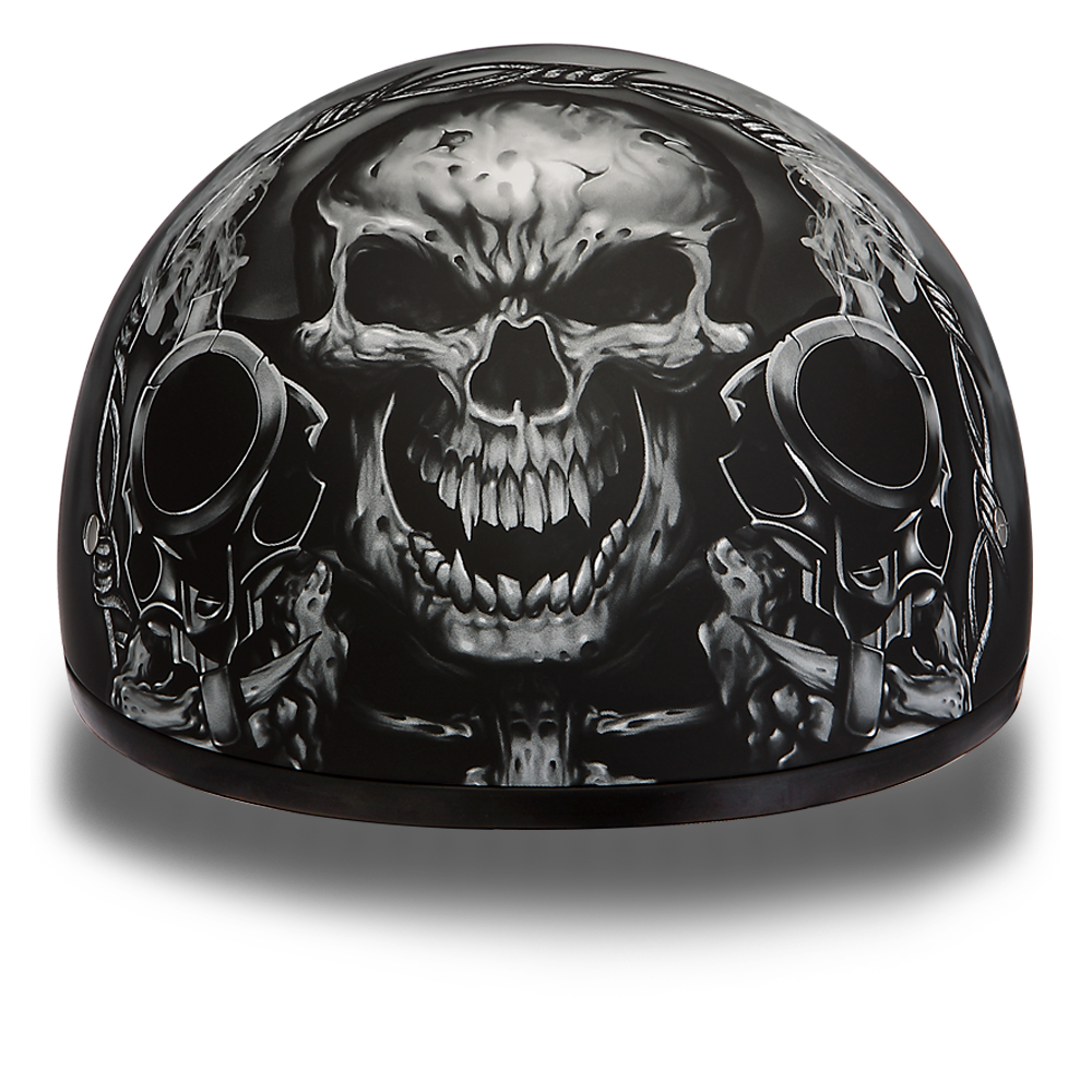 DOT Motorcycle Helmet - Skull - Smoking Guns - Shorty - D6-G-DH - Image 3