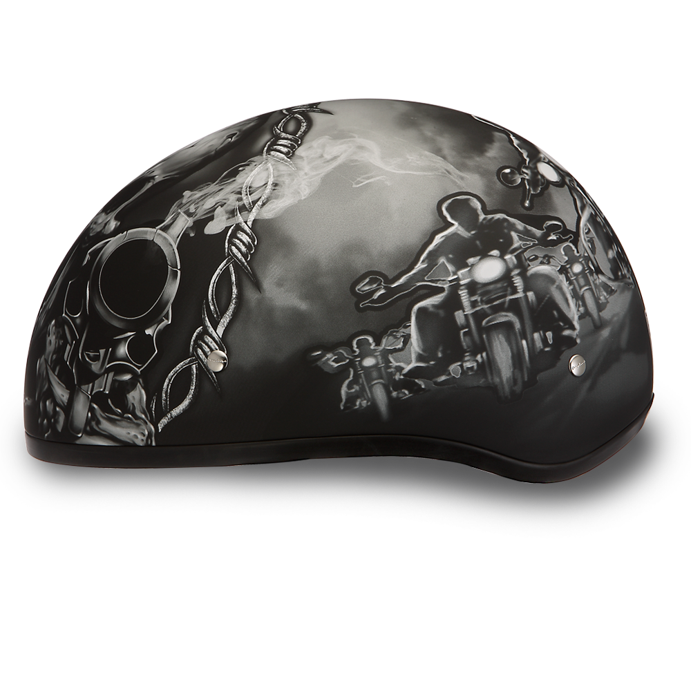 DOT Motorcycle Helmet - Skull - Smoking Guns - Shorty - D6-G-DH - Image 4