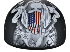 DOT Motorcycle Helmet - Make 'Em Pay - Guns - Shorty - D6-MP-DH
