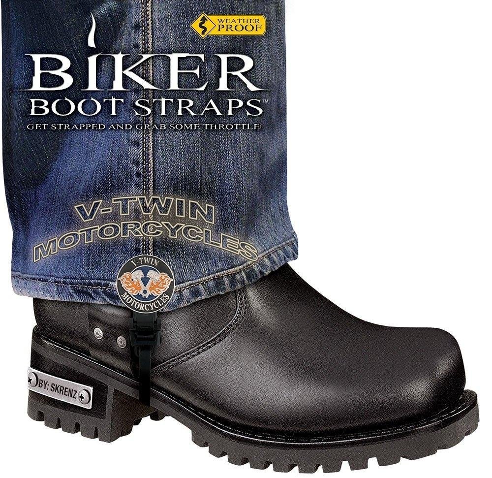 Pair of Biker Boot Straps - 6 Inch - V-Twin - Motorcycle - BBS-VT6-DS