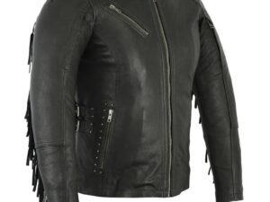 Leather Motorcycle Jacket - Women's -  Updated Fringe and Rivets Design - DS880-DS