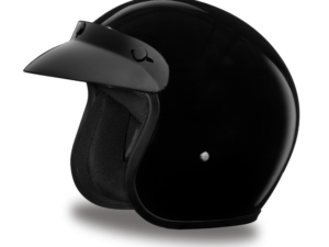 DOT Motorcycle Helmet - Dull or Gloss Black - Open Face - 3/4 - DC1-B-A-DH