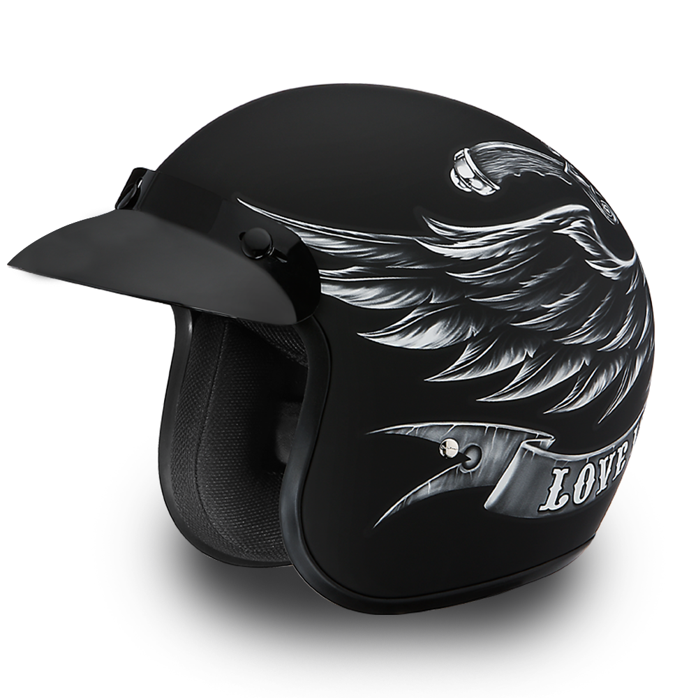 DOT Motorcycle Helmet - Skull - Love It Or Leave It - Open Face - 3/4 - DC6-L-DH - Image 3