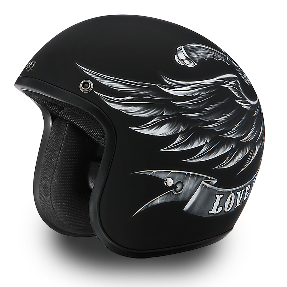 DOT Motorcycle Helmet - Skull - Love It Or Leave It - Open Face - 3/4 - DC6-L-DH - Image 6