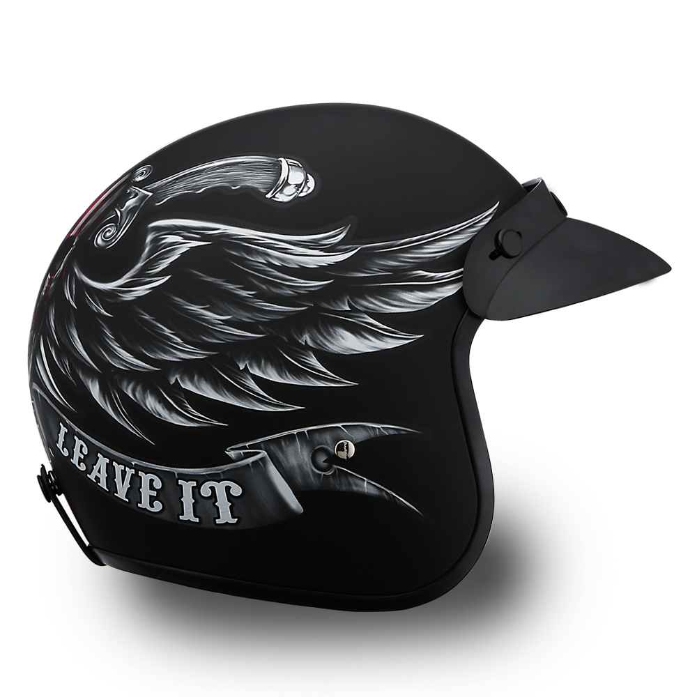 DOT Motorcycle Helmet - Skull - Love It Or Leave It - Open Face - 3/4 - DC6-L-DH - Image 4