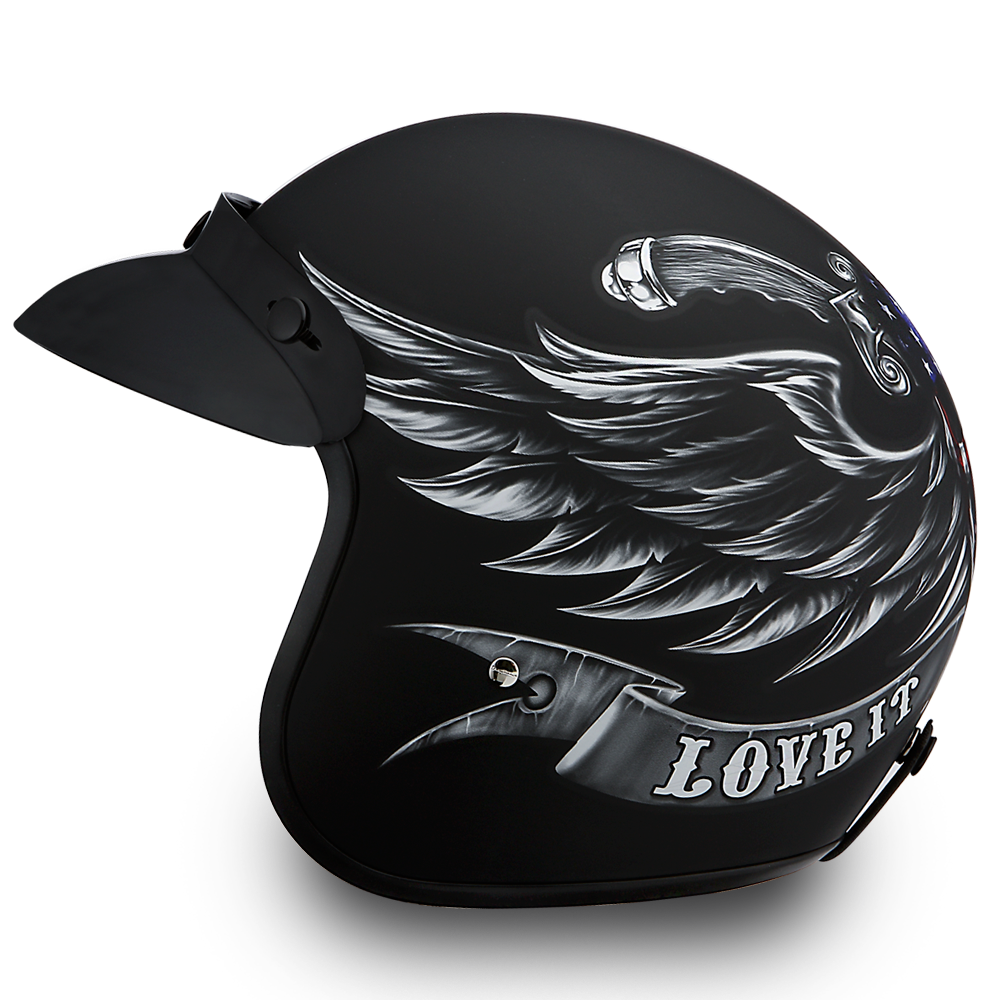 DOT Motorcycle Helmet - Skull - Love It Or Leave It - Open Face - 3/4 - DC6-L-DH - Image 5
