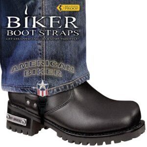 Pair of Biker Boot Straps - 6 Inch - American Biker - Motorcycle - BBS-AB6-DS