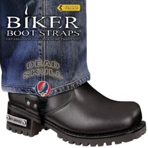 Pair of Biker Boot Straps - 6 Inch - Dead Skull - Motorcycle - BBS-DS6-DS