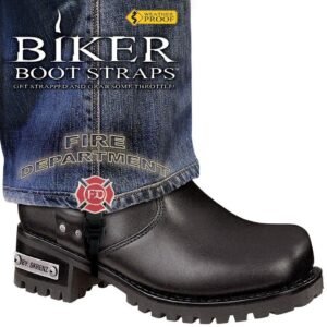 Pair of Biker Boot Straps - 6 Inch - Fire Department - Motorcycle - BBS-FD6-DS