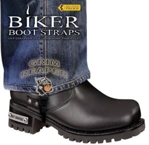 Pair of Biker Boot Straps - 6 Inch - Grim Reaper - Motorcycle - BBS-GR6-DS