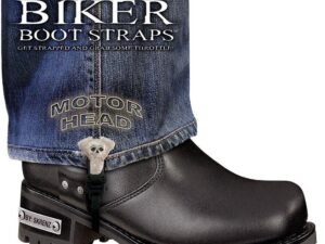 Pair of Biker Boot Straps - 6 Inch - Motor Head - Motorcycle - BBS-MH6-DS