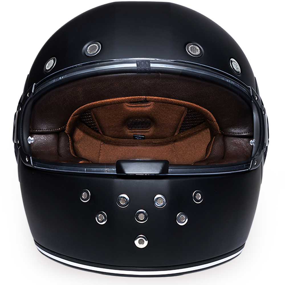DOT Motorcycle Helmet - Retro Dull Black - Full Face - R1-B-DH - Image 2