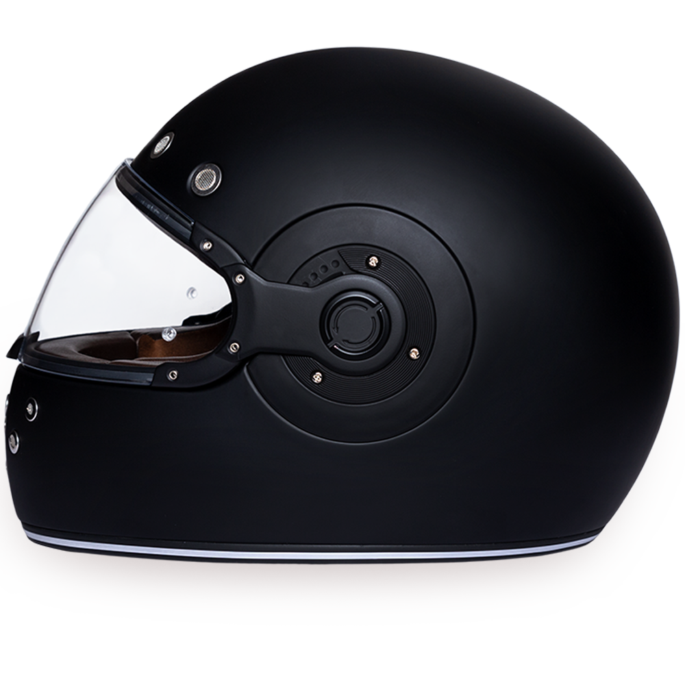 DOT Motorcycle Helmet - Retro Dull Black - Full Face - R1-B-DH - Image 4