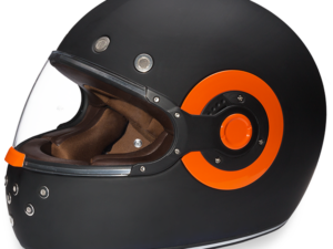 DOT Motorcycle Helmet - Daytona Retro - Dull Black - Full Face - Orange Accents - R1-O-DH