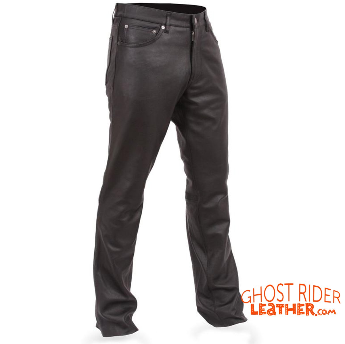 Men's Leather Pants - Five Pocket Jean Styling - Commander - FIM833CFD-FM