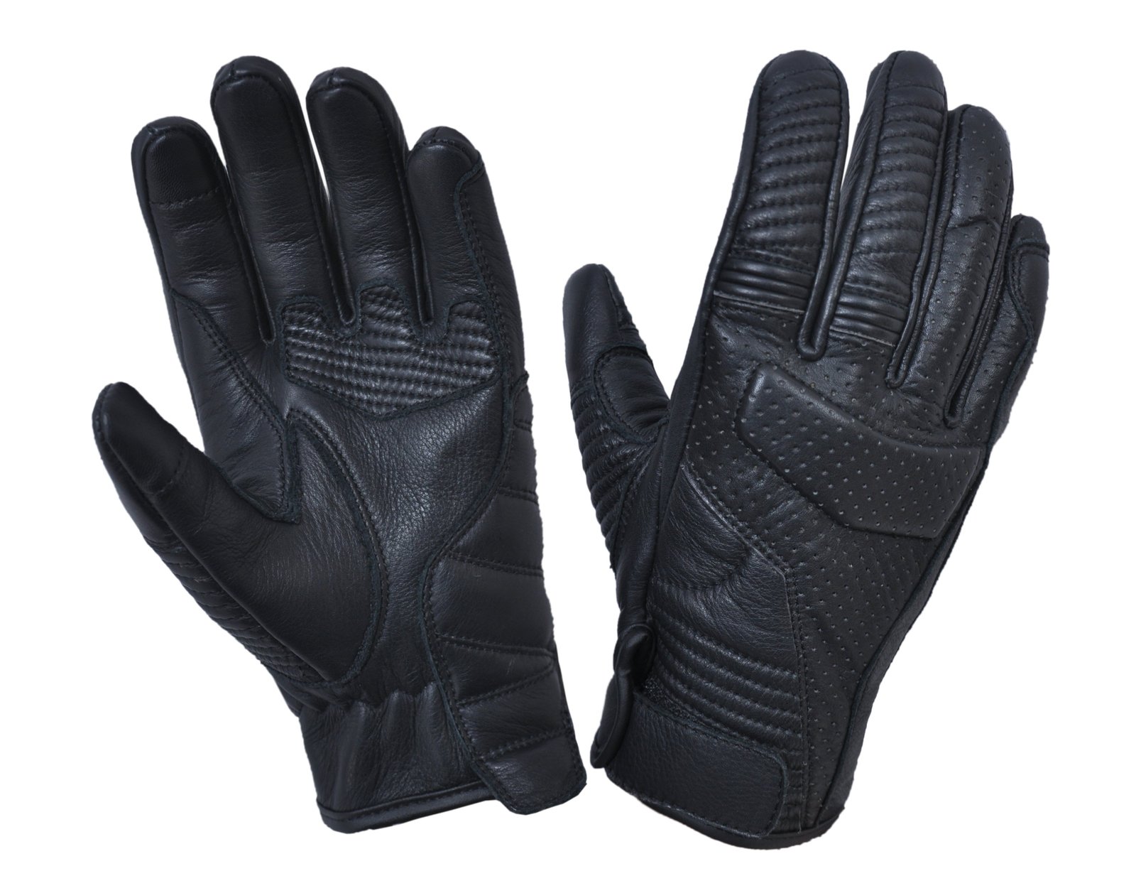 Leather Gloves - Full Finger - Perforated - Motorcycle - 8161-00-UN